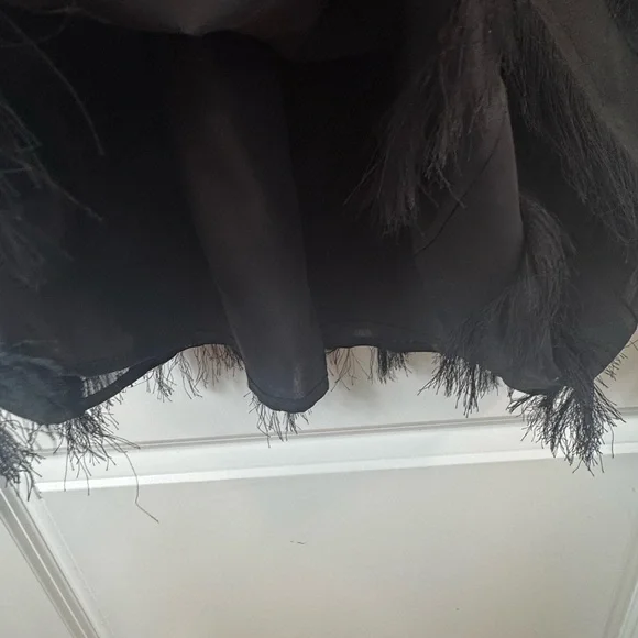 Elegant NWT Black Fringe Long Sleeve Midi Dress - Picture 6 of 8